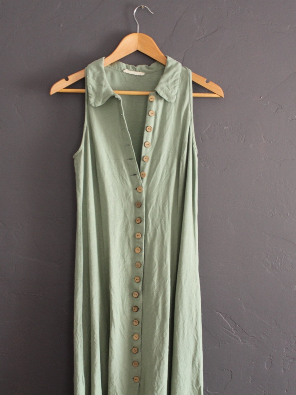 MANGO Mint Green Sleeveless Collared Linen Blend Dress